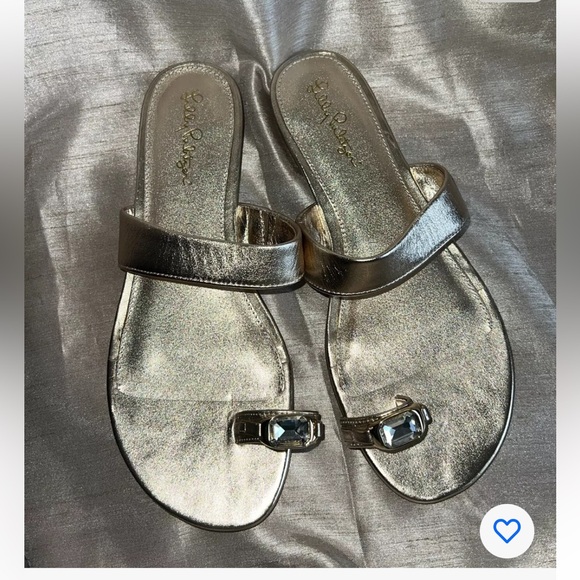 Lilly Pulitzer 9 Callie gold toe sandals nwob - Picture 5 of 5